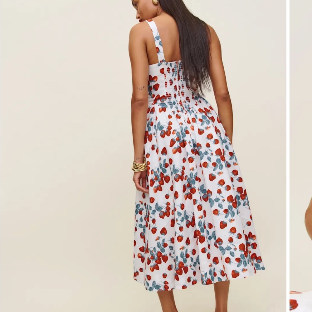 NWT REFORMATION Balia Linen Dress, Strawberry Jam, size 6 - Picture 3 of 7